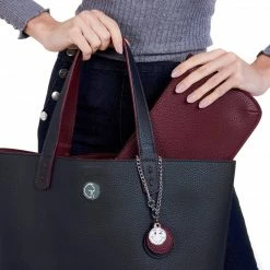 The Morphbag By GSK Reversible Vegan Leather Tote | Navy & Burgundy