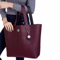 The Morphbag By GSK Reversible Vegan Leather Tote | Navy & Burgundy