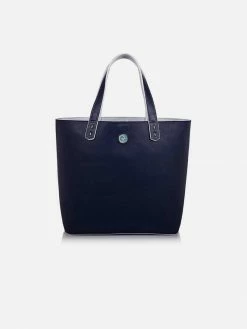 The Morphbag By GSK Reversible Vegan Leather Tote | Blue & Grey Bags