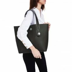 The Morphbag By GSK Reversible Vegan Leather Tote | Forest Green & Metallic