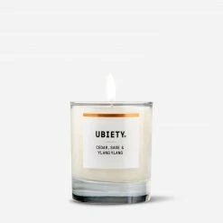 Ubiety Women's Vegan Gifts Under £30 Calming Natural Vegan Candle | Cedar, Sage & Ylang Ylang 140g