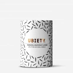 Ubiety Women's Vegan Gifts Under £30 Uplifting Natural Vegan Candle | Mandarin, Grapefruit & Cedar 140g