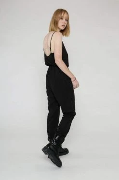 Vildnis Bromo TENCEL™ Vegan Silk V-Neck Jumpsuit | Black