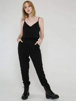Vildnis Bromo TENCELâ„¢ Vegan Silk V-Neck Jumpsuit | Black