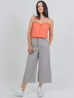 Vildnis Clothing Dueodde Organic Cotton Stripe Culottes | White & Grey