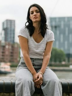 Vildnis Clothing Dueodde Organic Cotton Stripe Culottes | White & Grey