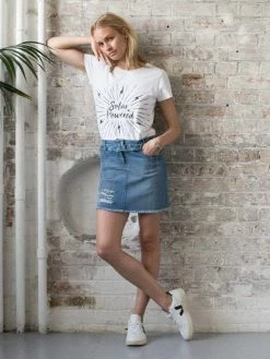 Vildnis Clothing Havasu Organic Cotton Short Denim Skirt | Mid Blue