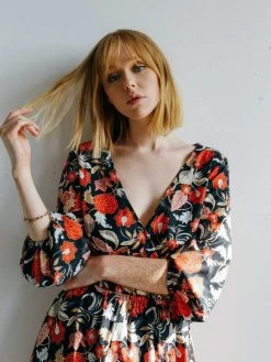 Vildnis Iriomote Woven Crepe Floral Wrap Dress