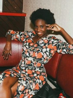 Vildnis Iriomote Woven Crepe Floral Wrap Dress