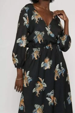 Vildnis Iriomote Woven Crepe Tiger Wrap Dress Clothing