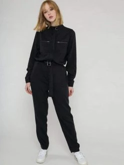 Vildnis Najac Woven TENCELâ„¢ Twill Vegan Silk Boilersuit | Black