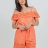 Vildnis Namib TENCELâ„¢ Vegan Silk Bardot Romper | Coral Clothing 2 Vildnis Namib TENCELâ„¢ Vegan Silk Bardot Romper | Coral Clothing