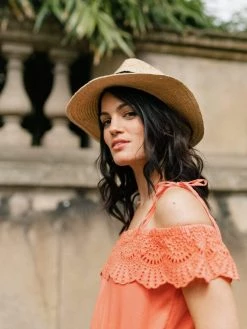 Vildnis Namib TENCEL™ Vegan Silk Bardot Romper | Coral Clothing