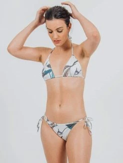 Vildnis Poneloya Lined Knit Jersey Tie-Side Bikini Bottom | White