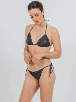 Vildnis Poneloya Lined Knit Jersey Triangle Bikini Top | Black