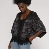 Vildnis Clothing Tekapo TENCEL™ Vegan Silk Fringe Hem Kimono Style Jacket | Black