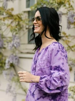 Vildnis Clothing Valensole Organic Cotton Tie-Dye Voluminous Top | Purple