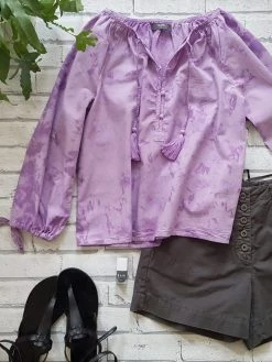 Vildnis Clothing Valensole Organic Cotton Tie-Dye Voluminous Top | Purple