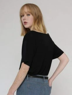 Vildnis Waimea Vegan Silk & Organic Linen Oversize T-Shirt | Black