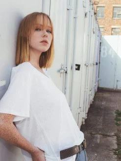 Vildnis Waimea Vegan Silk & Organic Linen Oversize T-Shirt | White Clothing