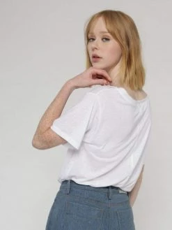 Vildnis Waimea Vegan Silk & Organic Linen Oversize T-Shirt | White Clothing