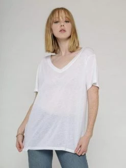 Vildnis Waimea Vegan Silk & Organic Linen Oversize T-Shirt | White Clothing