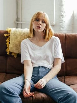 Vildnis Waimea Vegan Silk & Organic Linen Oversize T-Shirt | White Clothing