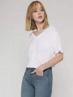 Vildnis Waimea Vegan Silk & Organic Linen Oversize T-Shirt | White Clothing
