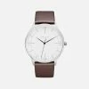 Votch Aalto Watch With Silver & White Dial | Brown Vegan Leather Strap