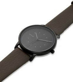 Votch Lyka Watch With Black Dial | Ash Vegan Leather Strap
