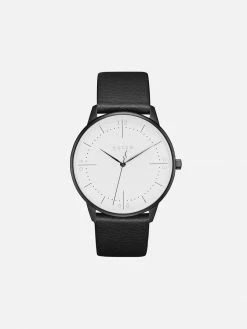 Votch Aalto Watch With Black & White Dial | Black Vegan Leather Strap Accessories
