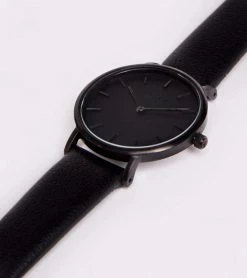 Votch Petite Watch With Black Dial | Black Vegan Leather Strap