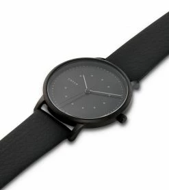 Votch Lyka Watch With Black Dial | Black Vegan Leather Strap