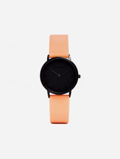 Votch Moment Watch With Black Dial | Coral Vegan Leather Strap
