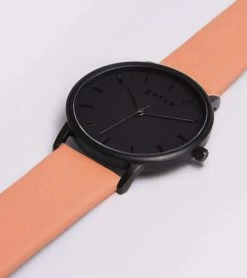 Votch Moment Watch With Black Dial | Coral Vegan Leather Strap