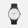 Votch Accessories Aalto Watch With Black & White Dial | Dark Brown Piñatex Vegan Leather Strap