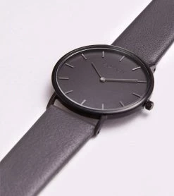 Votch Classic Watch With Black Dial | Dark Grey Vegan Leather Strap Accessories