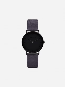 Votch Classic Watch With Black Dial | Dark Grey Vegan Leather Strap Accessories
