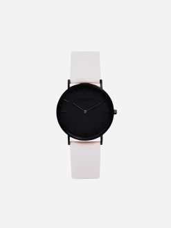 Votch Accessories Classic Watch With Black Dial | Light Grey Vegan Leather Strap