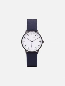 Votch Moment Watch With Black & White Dial | Navy Vegan Leather Strap