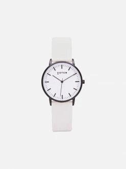 Votch Accessories Moment Watch With Black & White Dial | Off-White Vegan Leather Strap