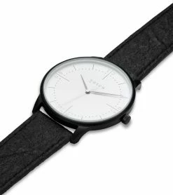 Votch Aalto Watch With Black & White Dial | Black Piñatex Vegan Leather Strap