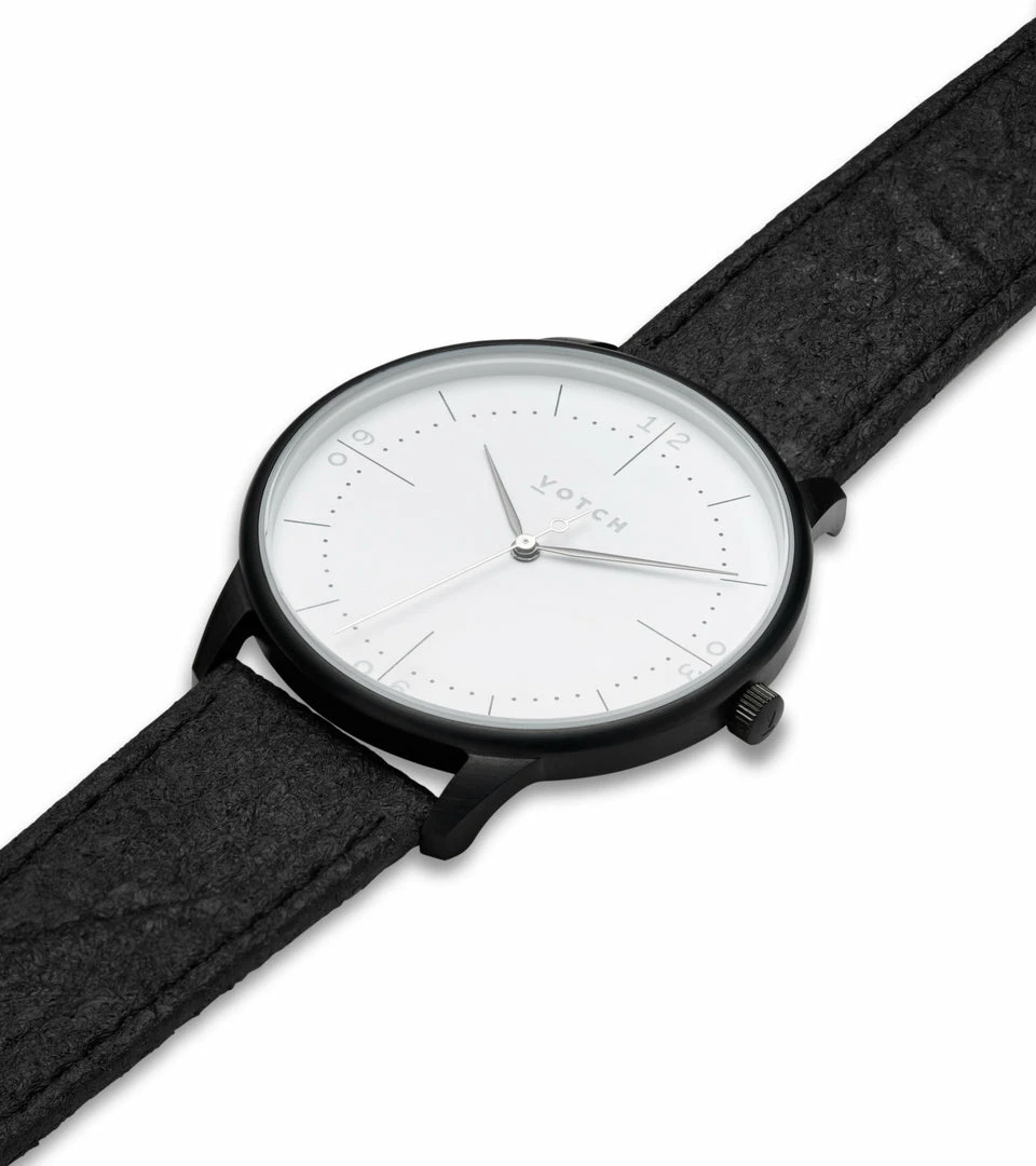 Votch Aalto Watch With Black & White Dial | Black Piñatex Vegan Leather Strap 4 Votch Aalto Watch With Black & White Dial | Black Piñatex Vegan Leather Strap
