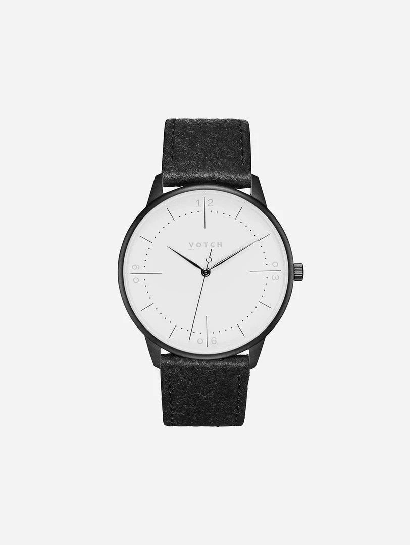 Votch Aalto Watch With Black & White Dial | Black Piñatex Vegan Leather Strap 3 Votch Aalto Watch With Black & White Dial | Black Piñatex Vegan Leather Strap