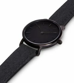 Votch Petite Watch With Black Dial | Black Piñatex Vegan Leather Strap