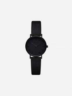Votch Petite Watch With Black Dial | Black Piñatex Vegan Leather Strap