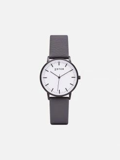 Votch Accessories Moment Watch With Black & White Dial | Slate Grey Vegan Leather Strap