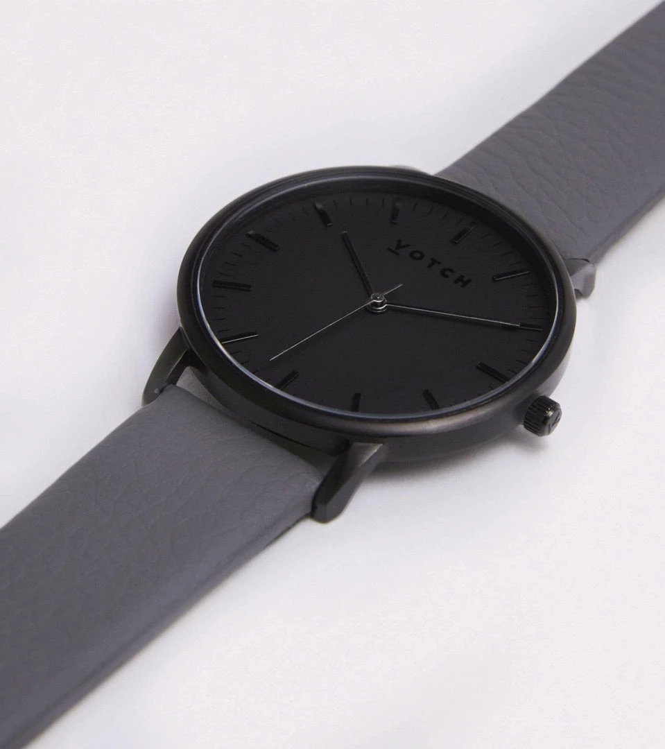 Votch Moment Watch With Black Dial | Slate Grey Vegan Leather Strap 4 Votch Moment Watch With Black Dial | Slate Grey Vegan Leather Strap