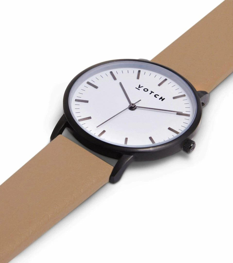 Votch Moment Watch With Black & White Dial | Tan Vegan Leather Strap Accessories 5 Votch Moment Watch With Black & White Dial | Tan Vegan Leather Strap Accessories