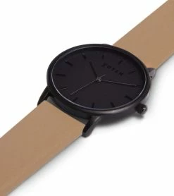 Votch Accessories Moment Watch With Black Dial | Tan Vegan Leather Strap